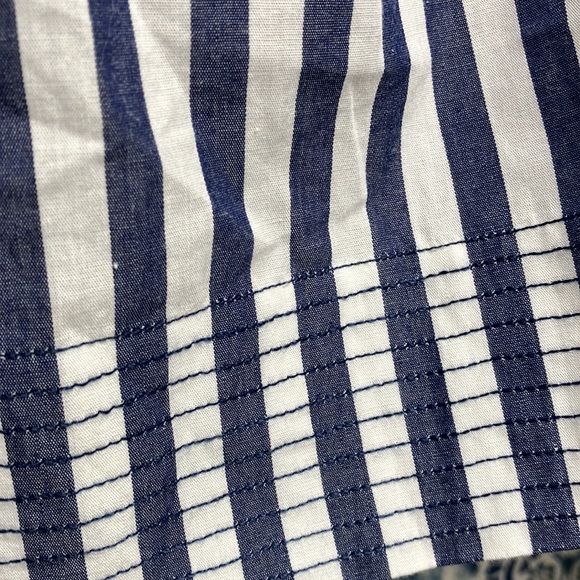 Anthropologie 100% Cotton Blue & White Stripe 3/4 Drop Puff Sleeve Top Sz S- EUC - Picture 4 of 9